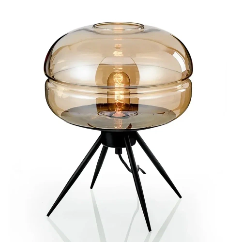 Stilvolle Nachttischlampe mit Glaslampenschirm | Moderne Glas-Tischlampe | BH-233-BROWN