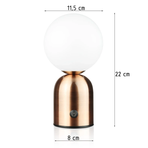 Tischleuchte mit einstellbarer Farbtemperatur und Helligkeit | Touch-Nachtleuchte mit integriertem Akku | YG-D031-COPPER