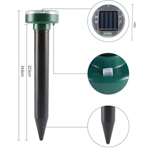 Nagerabwehr | Solar Maulwurfschreck, Wühlmausschreck, Schädlingsbekämpfung | YQJ-1203-BLACK
