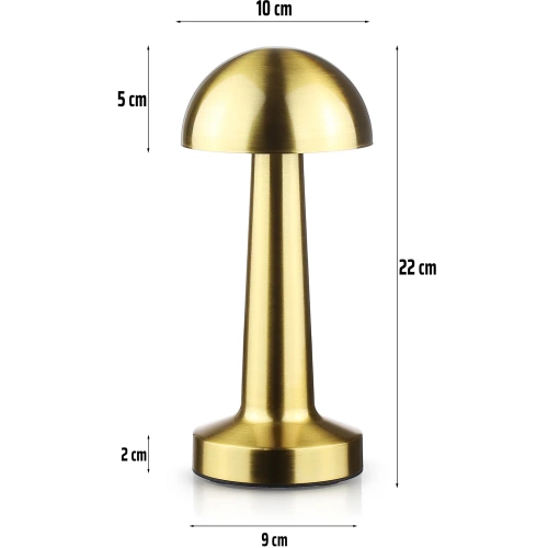 Kabelloses Tischlicht | Berührungsaktive Nachtlichtlampe mit einstellbarer Lichtfarbe | Pilz-USB-Lampe | HJA11-GOLD
