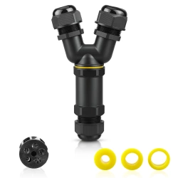 Wasserdichte Kabelmuffe IP68 | Y-Kabelverbinder 5-polig 450 V 32 A für Kabel 4–14 mm | M685-YB