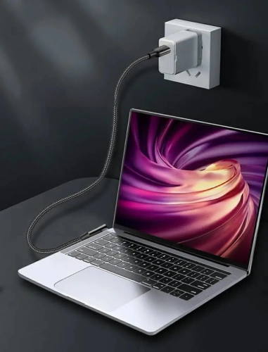 GSM-Kabel | USB-C Winkelkabel | 90° Steckerkabel | Schnellladung POWER DELIVERY | Datenübertragungskabel | PD-F60W-1M-B
