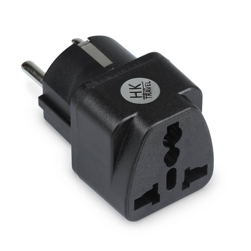 Universeller Netzadapter, Reisestecker mit UK/USA/CN-Steckdosen zu EU/PL-Steckdosen | Schwarz | AD-DE89