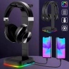 Kopfhörerständer | Haken, Ständer, Halterung für Kopfhörer | RGB-Beleuchtung | HS-D9-SCHWARZ