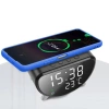 Smarter LED-Wecker mit 15-W-Qi-Ladegerät, Thermometer und 3 Alarmen | USB-Uhr fürs Schlafzimmer | SZ07-15W-BR