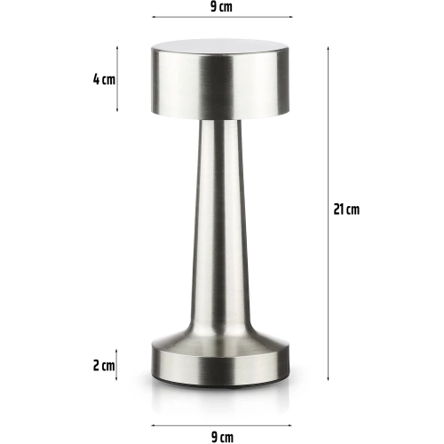 Kabellose Tischleuchte | Touch-Nachtleuchte mit einstellbarer Lichtfarbe, USB-Anschluss | silber | HJA10-SILVER