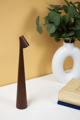 Tischleuchte | 33,5 cm | kabellose Nachttischleuchte mit integriertem Akku, Touch-Bedienung | hms-355-brown