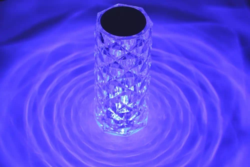 LED-Tischleuchte Kristalloptik | Rosenmuster, 16 RGB-Farben, Touchpanel, Fernbedienung, USB-C-Kabel, 2.000 mAh Akku | RPL-C16-RGB