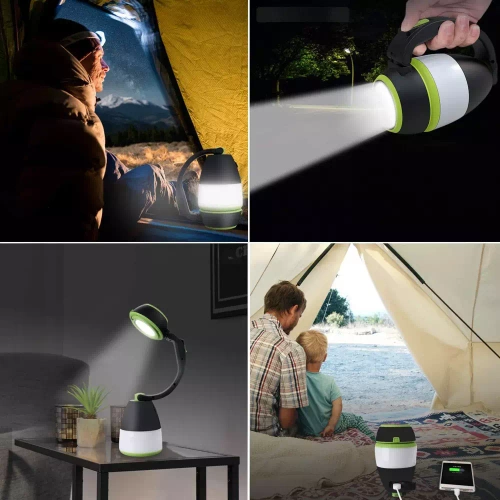 Multifunktionale LED Campinglampe, Taschenlampe mit Powerbank-Funktion | 3 Beleuchtungsmodi, 1500mAh | HWL-005
