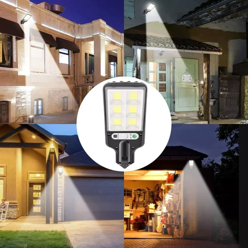 Solar-Gartenleuchte mit Dämmerungs- und Bewegungssensor | IP65, 72 COB LED-Lampen, IR-Fernbedienung | LD-616B-72COB