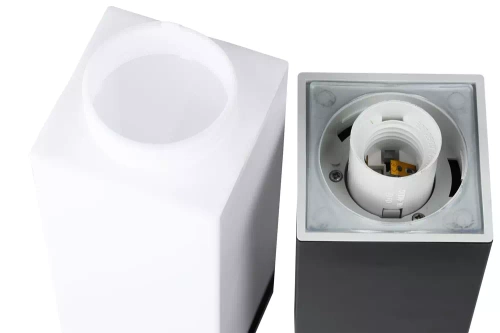 Gartenleuchte, stehende Säule, quadratisch für E27-Leuchtmittel | 65 cm, 230 V, Edelstahl | schwarz matt | LLF-65CM